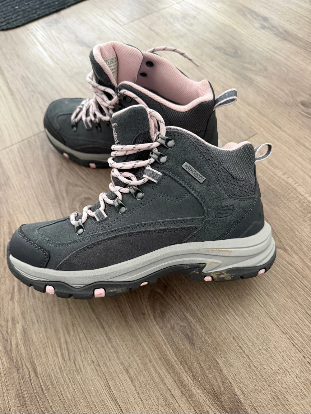 Skechers Women's Gray and Pink Waterproof Winter Hiking Boots
